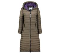 Geographical Norway Azule Femme - Parka Longue Hiver avec Capuche Chaude Manteau Imperméable, Coupe-Vent, Multipoches, Confort et Isolation Thermique pour Froid (Kaki XL)