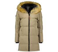 Geographical Norway Beautiful Lady Distribrands - Parka Chaude Femme - Manteau Epais Capuche Fausse Fourrure - Blouson Coupe Vent Hiver - Doudoune Long Doublure (BEIGE M)