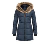 Geographical Norway Beautiful Parka Manteau Femme Capuche Fourrure (2, Navy),Medium
