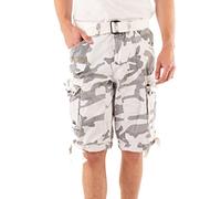 Geographical Norway, Bermuda Panoramique pour Homme/Garçon en Coton avec de Nombreuses Poches et Ceinture, modèle New Camo, Existe en 5 Coloris ,Blanc Camouflage,XXL