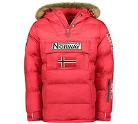 Geographical Norway BILBOQUET MEN - Parka Passe Tête Chaude Homme Imperméable - Manteau Épais Capuche Fourrure Outdoor - Blouson Chaud Coupe Vent Hiver Doublure Extérieur Veste Hommes ROUGE S