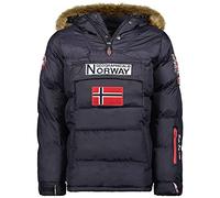 Geographical Norway BILBOQUET MEN - Parka Passe Tête Chaude Homme Imperméable - Manteau Épais Capuche Fourrure Outdoor - Blouson Chaud Coupe Vent Hiver Doublure Extérieur Veste Hommes BLEU MARINE S