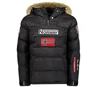 Geographical Norway BILBOQUET MEN - Parka Passe Tête Chaude Homme Imperméable - Manteau Épais Capuche Fourrure Outdoor - Blouson Chaud Coupe Vent Hiver Doublure Extérieur Veste Hommes NOIR L