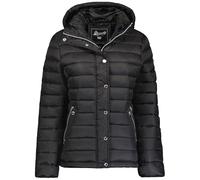 Geographical Norway Bubulle Lady - Doudoune Chaude Matelassee Capuche Femme Automne Hiver Printemps Ete - Veste Manteau Chaud - Doudounes Manches Longues Blouson - Femmes (Noir L)