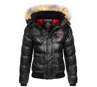 Geographical Norway Bugs Lady - Parka Longue Epaisse Chaude Femme Automne Hiver - Manteau Fin Capuche Fausse Fourure - Blouson Coupe Vent - Doudoune Elegante Femmes (Noir M)