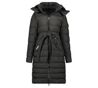 Geographical Norway Cabima Lady - Parka Longue Epaisse Chaude Femme Automne Hiver - Manteau Fin Capuche Fausse Fourure - Blouson Coupe Vent - Doudoune Elegante Femmes (Noir L)