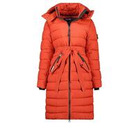 Geographical Norway Cabima Lady - Parka Longue Epaisse Chaude Femme Automne Hiver - Manteau Fin Capuche Fausse Fourure - Blouson Coupe Vent - Doudoune Elegante Femmes (Rouge M)