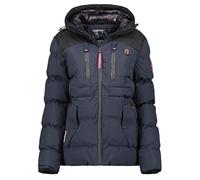 Geographical Norway Cachot Lady - Parka Longue Epaisse Chaude Femme Automne Hiver - Manteau Fin Capuche Fausse Fourure - Blouson Coupe Vent - Doudoune Elegante Femmes (Marine L)