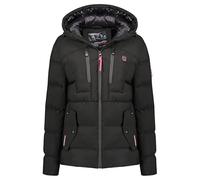 Geographical Norway Cachot Lady - Parka Longue Epaisse Chaude Femme Automne Hiver - Manteau Fin Capuche Fausse Fourure - Blouson Coupe Vent - Doudoune Elegante Femmes (Noir M)