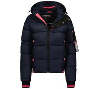 Geographical Norway Calix Lady - Doudoune Chaude Matelassee Capuche Femme Automne Hiver Printemps Ete - Veste Manteau Chaud - Doudounes Manches Longues Blouson - Femmes (Marine Rose Flash M)