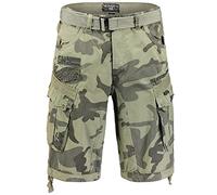 Geographical Norway Bermuda cargo Short court avec ceinture Short Hunter avec bandana UD, Greycamo 2, L