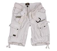Geographical Norway Cargo Shorts Pantalon Court Bermuda avec Ceinture Short Hunter dans Bundle avec UD Bandana - Blanc, XL