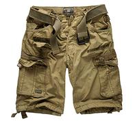 Geographical Norway Cargo Shorts Pantalon Court Bermuda avec Ceinture Short Hunter dans Bundle avec UD Bandana - Mastic, 3XL