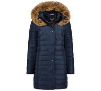 Geographical Norway Charlize Lady Parka Longue Epaisse Chaude Femme Automne Hiver - Manteau Fin Capuche Fausse Fourure - Blouson Coupe Vent - Doudoune Elegante Femmes (Marine M)