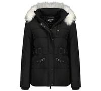 Geographical Norway Chester Lady - Parka Longue Epaisse Chaude Femme Automne Hiver - Manteau Fin Capuche Fausse Fourure - Blouson Coupe Vent - Doudoune Elegante Femmes (Noir XL)