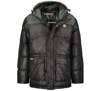 Geographical Norway Cisar Men Parka Longue Chaude Homme Automne Hiver - Manteau Impermeable Deperlant - Veste Capuche Fourrure Outdoor - Blouson Coupe Vent - Hommes (Noir XL)