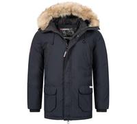 Geographical Norway Claude Men - Doudoune Homme Capuche - Chaude Matelassee Automne Hiver - Veste Manteau Chaud - Blouson Ski Coupe Vent Manches Longues Rembourrage - Parka Hommes (Marine 3XL)