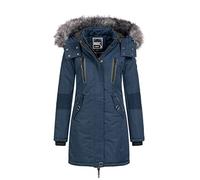 Geographical Norway CORALY Lady - Grande Parka pour Femme - Manteau Hiver Chaud - Blouson Manches Longues - Col en Fausse Fourrure Elegant - Manteaux Mode Casual (Marine S) Taille 1