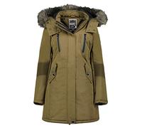 Geographical Norway CORALY Lady - Grande Parka pour Femme - Manteau Hiver Chaud - Blouson Manches Longues - Col en Fausse Fourrure Elegant - Manteaux Mode Casual (KAKI M)