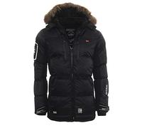 Geographical Norway Danone Men - Doudoune Chaude Matelassée Homme - Veste Manteau Chaud Doublure Hiver Hommes - Blouson Coupe Vent Manches Longues - Rembourrage Qualité Tissu (Noir XL)