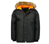 Geographical Norway Darwin Men Parka Longue Chaude Homme Automne Hiver - Manteau Impermeable Deperlant - Veste Capuche Fourrure Outdoor - Blouson Coupe Vent - Hommes (Noir L)