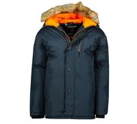 Geographical Norway Darwin Men Parka Longue Chaude Homme Automne Hiver - Manteau Impermeable Deperlant - Veste Capuche Fourrure Outdoor - Blouson Coupe Vent - Hommes (Marine XL)