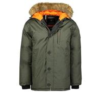 Geographical Norway Darwin Men Parka Longue Chaude Homme Automne Hiver - Manteau Impermeable Deperlant - Veste Capuche Fourrure Outdoor - Blouson Coupe Vent - Hommes (Kaki L)