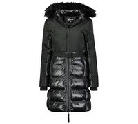Geographical Norway Dorifore Lady Parka Longue Epaisse Chaude Femme Automne Hiver - Manteau Fin Capuche Fausse Fourure - Blouson Coupe Vent - Doudoune Elegante Femmes (Noir L)