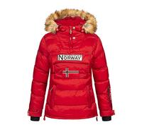 Geographical Norway, Doudoune matelassée pour Femme, Passe-tête Demi Zip, Capuche Fixe, modèle Belancolie, Rouge, XL,Taille 4