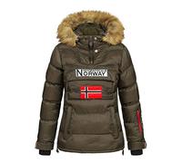 Geographical Norway, Doudoune matelassée pour Femme, Passe-tête Demi Zip, Capuche Fixe, modèle Belancolie, Kaki, XL,Taille 4