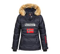 Geographical Norway, Doudoune matelassée pour Femme, Passe-tête Demi Zip, Capuche Fixe, modèle Belancolie, Marine, L,Taille 3