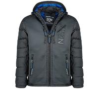 Geographical Norway, Doudoune pour Homme BIMATIERE, CONTRASTEE ET MATELASSEE, avec Capuche ET 2 Poches ZIPPEES, EMPIECEMENTS Contrastes sur Coudes, MODELE Beachwood Gris foncé XXL