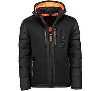 Geographical Norway, Doudoune pour Homme BIMATIERE, CONTRASTEE ET MATELASSEE, avec Capuche ET 2 Poches ZIPPEES, EMPIECEMENTS Contrastes sur Coudes, MODELE Beachwood,Noir,XXL