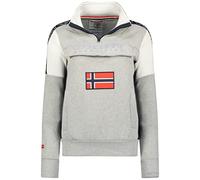 Geographical Norway Fagostino Lady - Sweat Femme Capuche Poches Kangourou - Sweatshirt Femmes Pull Casual Manches Longues Chaud (Gris_Clair M Taille 2)