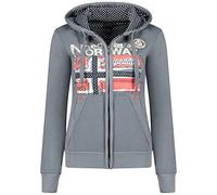Geographical Norway FARLOTTE Lady - Sweat Femme Manches Longues Chemise Poches - Sweat Femme Manches Longues Pull Hiver - Veste à Capuche Hoodies Hoodie Casual Classic (Gris Foncé, M)