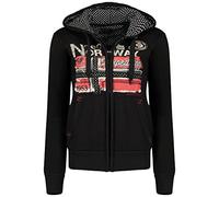Geographical Norway Farlotte Lady - Sweat Femme Zip Capuche Poches - Sweatshirt Manches Longues Chaud Hoodie Veste - Pull Femmes Saison Printemps Ete Automne Hiver (Noir L)