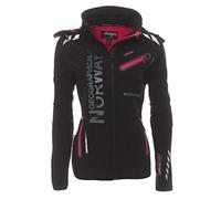 Geographical Norway Femme Softshell Veste D'Extérieur Romantic Turbo-Dry Capuche Détachable - Noir/Rose, XL