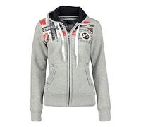 Geographical Norway Fespote Lady - Sweat Femme Zip Capuche Poches - Sweatshirt Manches Longues Chaud Hoodie Veste - Pull Femmes Saison Printemps Ete Automne Hiver (Gris Clair L)