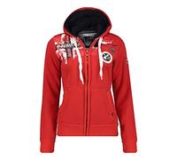Geographical Norway Fespote Lady - Sweat Femme Zip Capuche Poches - Sweatshirt Manches Longues Chaud Hoodie Veste - Pull Femmes Saison Printemps Ete Automne Hiver (Rouge XL)