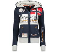 Geographical Norway Flyer Lady - Sweat Femme Zip Capuche Poches - Sweatshirt Manches Longues Chaud Hoodie Veste - Pull Femmes Saison Printemps Ete Automne Hiver (Marine M)