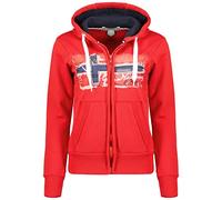 Geographical Norway Gayto Lady - Sweat Femme Capuche Poches Kangourou - Sweatshirt Femmes Pull Casual Manches Longues Chaud (Rouge S Taille 1)