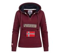 Geographical Norway Gymclass Lady - Sweat Femme Zip Capuche Poches - Sweatshirt Manches Longues Chaud Hoodie Veste - Pull Femmes Saison Printemps Ete Automne Hiver (Bordeaux XL)