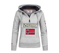Geographical Norway Gymclass Lady - Sweat Femme Zip Capuche Poches - Sweatshirt Manches Longues Chaud Hoodie Veste - Pull Femmes Saison Printemps Ete Automne Hiver (Gris Clair L)