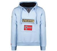 Geographical Norway GYMCLASS Men - Sweat À Capuche Poche Kangourou Homme - Sweatshirt Logo Homme Pull Hood Veste - Sweat Shirt Hoody Chaud Manches Longues - Hoodie Sport Regulier (Bleu Ciel S)