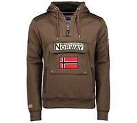 Geographical Norway GYMCLASS Men - Sweat À Capuche Poche Kangourou Homme - Sweatshirt Logo Homme Pull Hood Veste - Sweat Shirt Hoody Chaud Manches Longues - Hoodie Sport Regulier (Marron M)