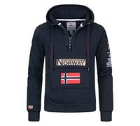 Geographical Norway GYMCLASS Men - Sweat À Capuche Poche Kangourou Homme - Sweatshirt Logo Homme Pull Hood Veste - Sweat Shirt Hoody Chaud Manches Longues - Hoodie Sport Regulier (Marine L)