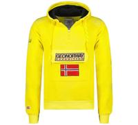 Geographical Norway GYMCLASS Men - Sweat À Capuche Poche Kangourou Homme - Sweatshirt Logo Homme Pull Hood Veste - Sweat Shirt Hoody Chaud Manches Longues - Hoodie Sport Regulier (Jaune Fluo XXL)