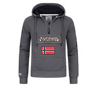 Geographical Norway GYMCLASS Men - Sweat À Capuche Poche Kangourou Homme - Sweatshirt Logo Homme Pull Hood Veste - Sweat Shirt Hoody Chaud Manches Longues - Hoodie Sport Regulier (Gris Fonce M)