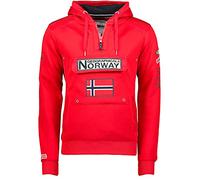 Geographical Norway GYMCLASS Men - Sweat Capuche Poche Kangourou Homme - Sweatshirt Logo Homme Pull Hood Veste - Sweat Shirt Hoody Chaud Manches Longues - Hoodie Sport Regulier (Rouge M)