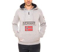 Geographical Norway GYMCLASS Men - Sweat Capuche Poche Kangourou Homme - Sweatshirt Logo Homme Pull Hood Veste - Sweat Shirt Hoody Chaud Manches Longues - Hoodie Sport Regulier (Gris Clair M)